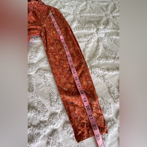 House of Harlow 1960 Josepha Floral Blouse Puff Long Sleeve Top Rust Size XS - Picture 13 of 14